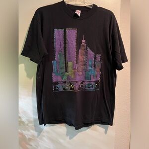 Vintage - 1990s - New York skyline t-shirt pre 9-11 - size XL